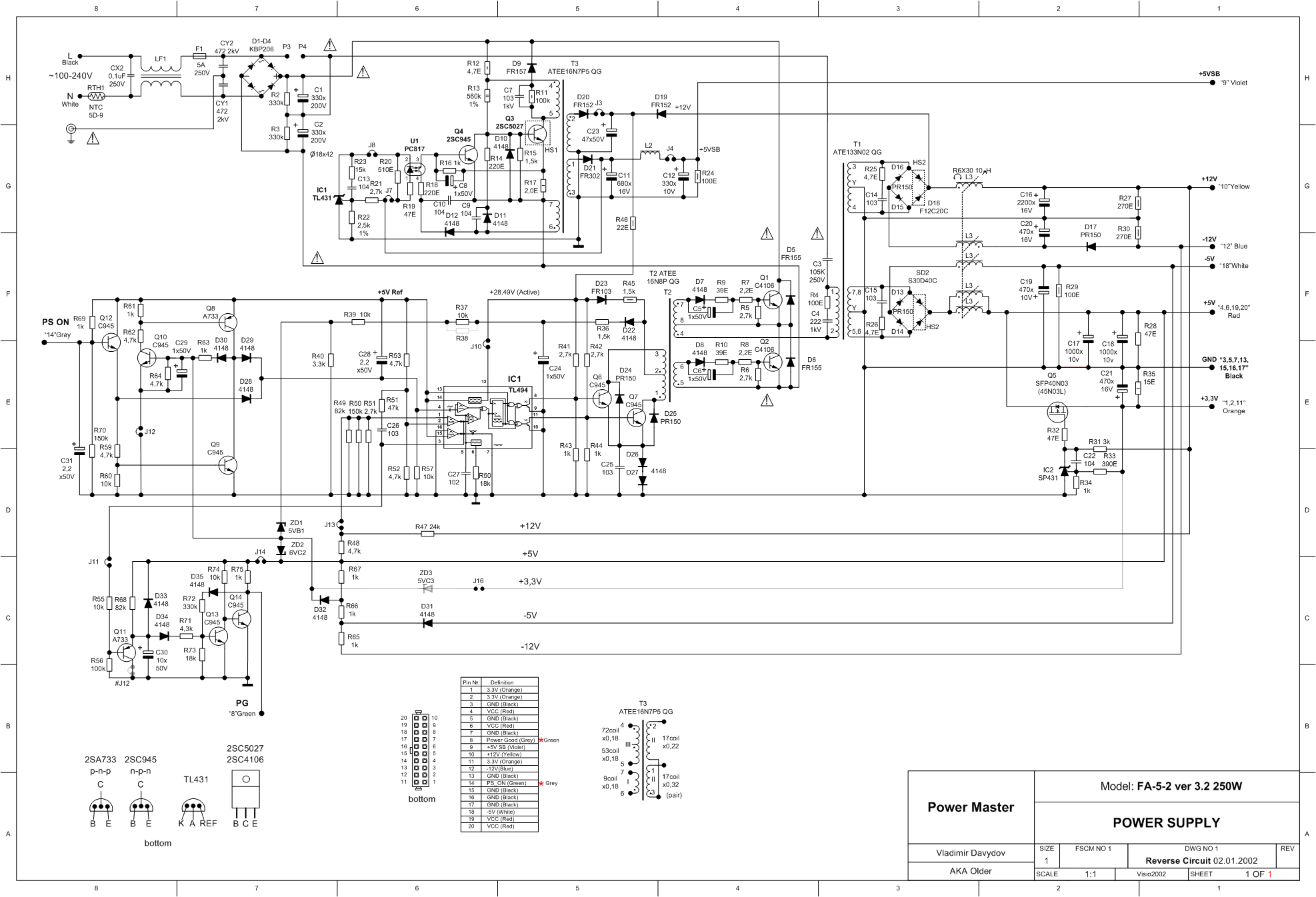 Блок питания Power Master 300 (fa-5-1/300w) схема